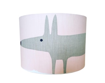Scion Mr Fox Blush Pink Drum Lampshade | Scandinavian Nursery Light Shade | Modern Fox Print | Handmade Ceiling or Table Lamp