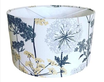 Handmade Fabric Lampshade. 'Meadow Hedgerow' by iliv in 'Charcoal'