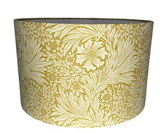 Marigold' by William Morris in Mimosa / linen colourway. Handmade Designer Fabric lampshade.
