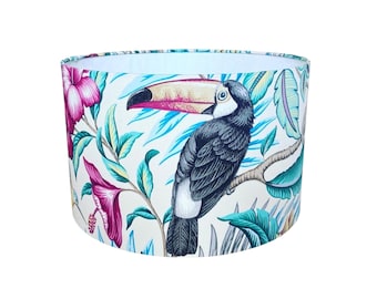 Tropical Lampshade | Bird & Toucan Lamp Shade | ILIV Rainforest Cassis | Colourful Botanical Ceiling or Standard Lamp Shade
