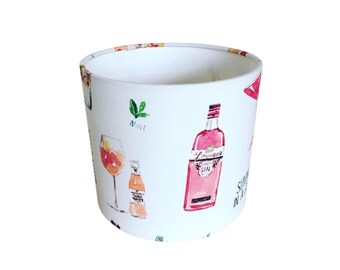 Handmade Fabric lampshade. Gin themed 'Happy Hour' by Clarke & Clarke