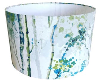 Handmade Fabric Lampshade. Silver Birch Tree by Prestigious Textiles in Larkspur