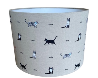 Handmade Fabric Lampshade, Sophie Allport - Purrfect Fabric . Cats