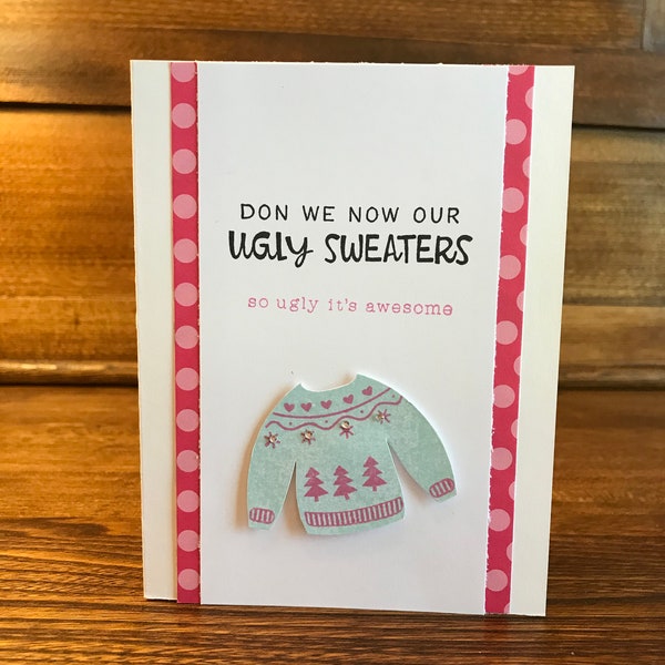 homemade Christmas card; Christmas card; ugly sweater Christmas card; homemade ugly Christmas sweater card;