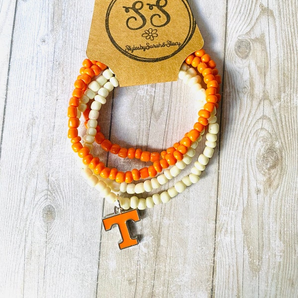 Vols bracelet set Tennessee Volunteers fan bracelets UT Vols game day wear graduate wear congratulations grad bracelet  orange white