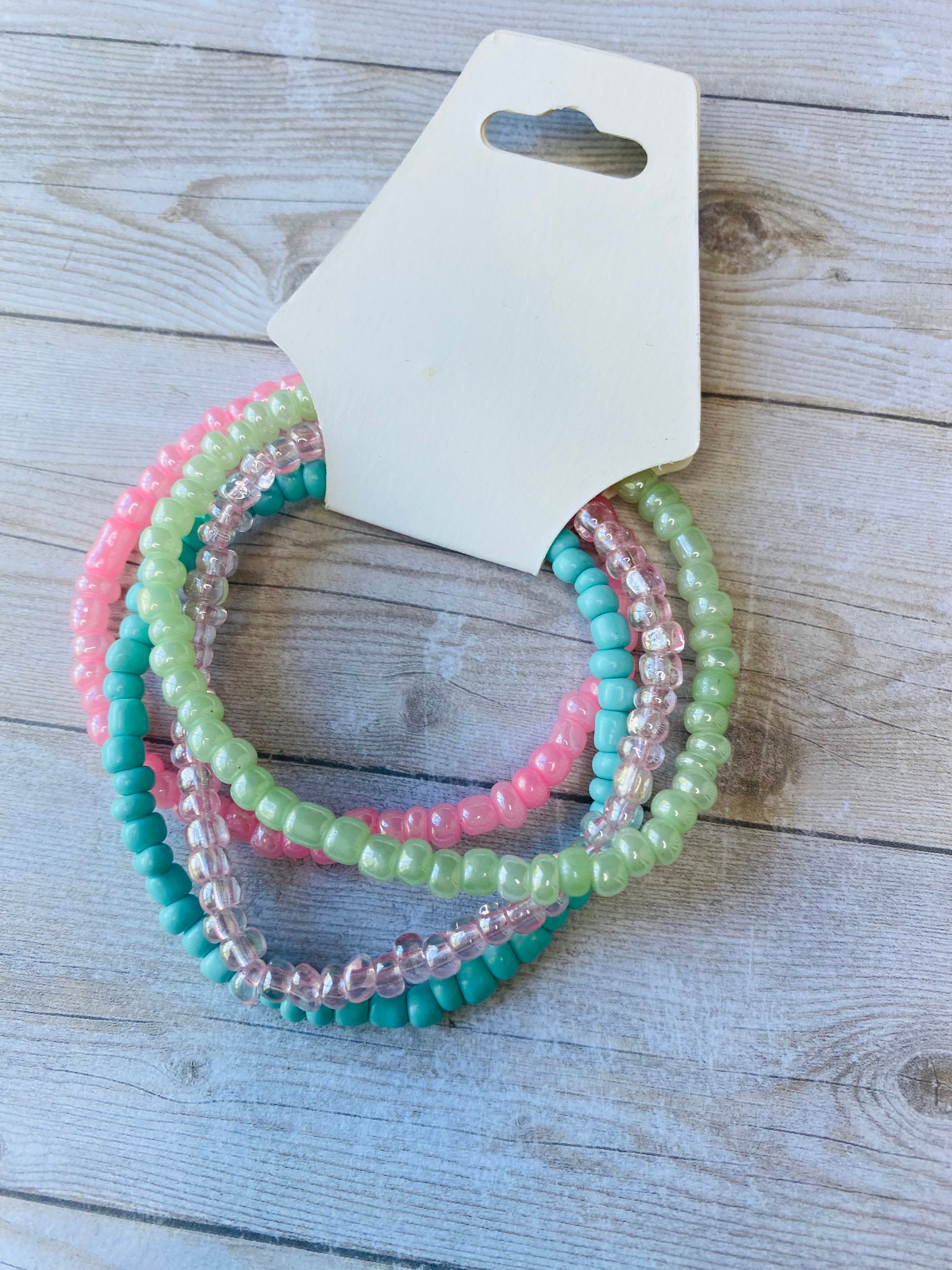 Pink Forte Gemstone Beads 106 20 Beads 8mm X 6mm Lurex Cord Bracelet 