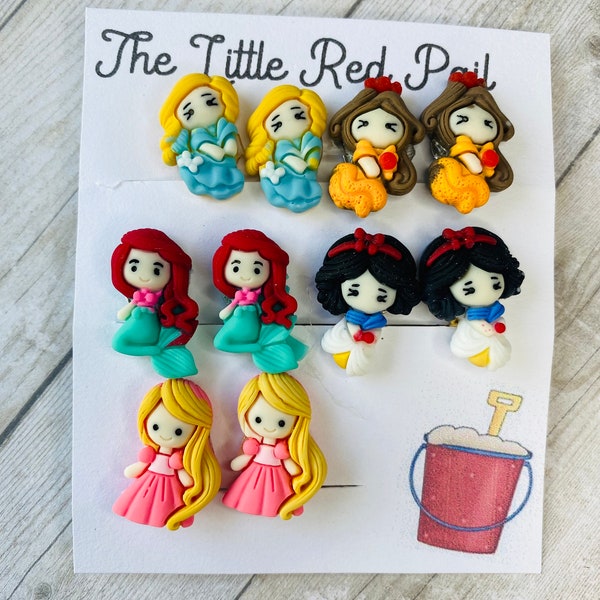 Princess character clip on earrings