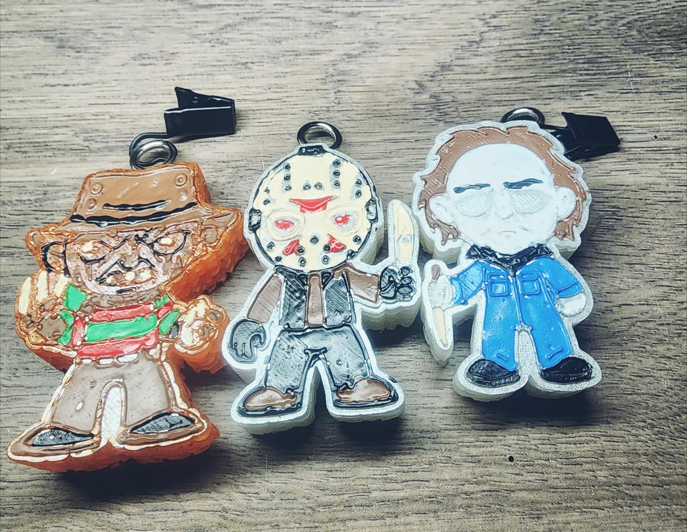 HALLOWEEN Car Freshie Vent Clips- Cute Scary Iconic Friends -Jason / Freddie  or Michael  Blood Orange or Pumpkin Apple