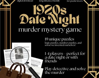 1920s Date Night Murder Mystery Game – Printable Puzzles (Digital Download)