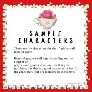 Tea Party Murder Mystery Party Game - digital files delivered via email image 2