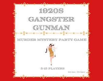 1920s Gangster Gunman Murder Mystery Party Game - archivos digitales entregados por correo electrónico
