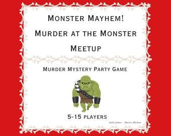 Monster Mayhem Halloween Murder Mystery Party Game - digital files delivered within 24 hours via email