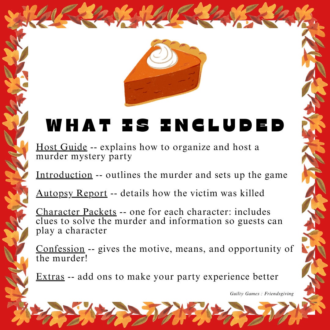 Friendsgiving Murder Mystery Party Game - Digital Files Delivered via ...