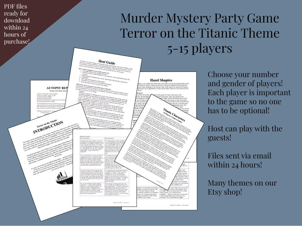 Terror On The Titanic Murder Mystery Party Game Digital Etsy