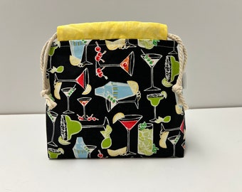 Cocktail Hour Sock Drawstring Bag