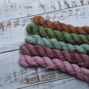 DYED TO ORDER Mini Skein Set 5 x 20g Multiple Bases available Customisable sets image 4