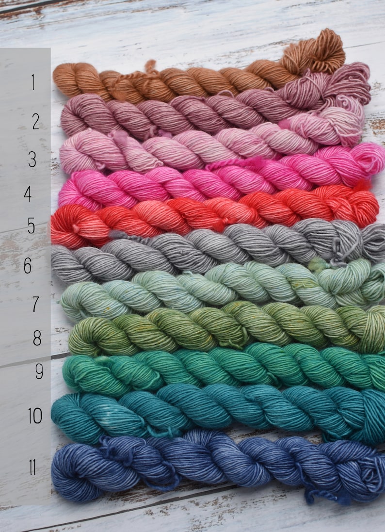 DYED TO ORDER Mini Skein Set 5 x 20g Multiple Bases available Customisable sets image 7