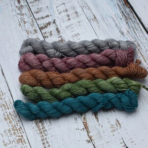 DYED TO ORDER Mini Skein Set 5 x 20g Multiple Bases available Customisable sets image 3