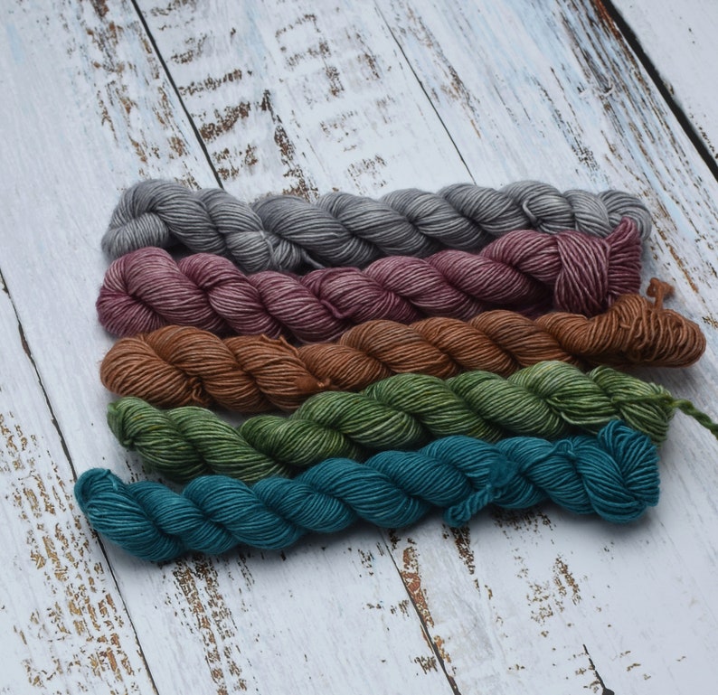 DYED TO ORDER Mini Skein Set 5 x 20g Multiple Bases available Customisable sets image 3