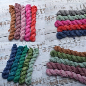 DYED TO ORDER Mini Skein Set 5 x 20g Multiple Bases available Customisable sets image 1