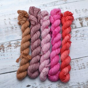 DYED TO ORDER Mini Skein Set 5 x 20g Multiple Bases available Customisable sets image 5