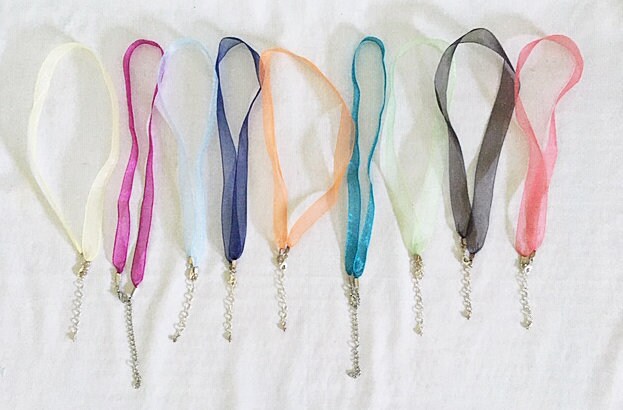 Ribbon Necklace Cords for Pendants. Organza Cords with Clasp, 12pcs Pack  Wax Ribbon Necklaces for Jewelry Making, DIY Necklace Accessory Cords