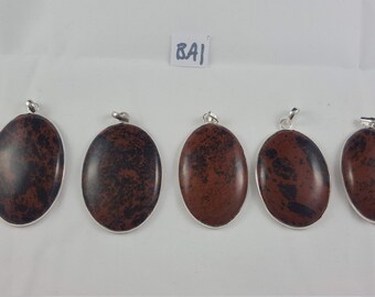 Natural Mookaite Jasper Gemstone. large Beautiful Women's Pendant, Crystal Quartz, 925 Solid Sterling Silver, Handmade Jewellery,Black,brown