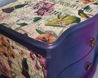 Jewellery drawers.hummingbird jewellery box,decoupage hummingbird chest,vintage chest.jewellery drawers,amoire JEWELLERY box.large box