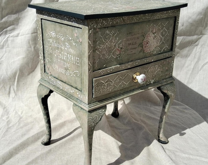 Upcycled shabby chic sewing table.Knitting storage, shabby chic storage table, sewing cabinet,knitting cabinet,amoire cabinet,amoire table.