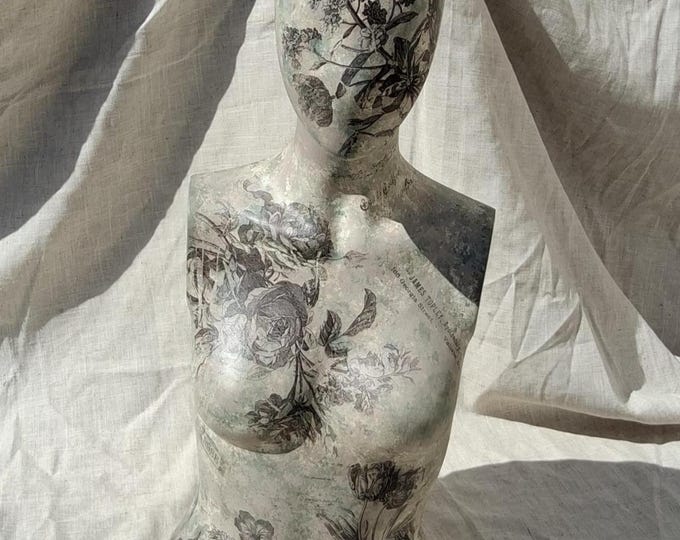 Upcycled Mannequin female Bust: Floral Display Form,Tabletop Art Décor,boutique mannequin,table top mannequin.display mannequin.