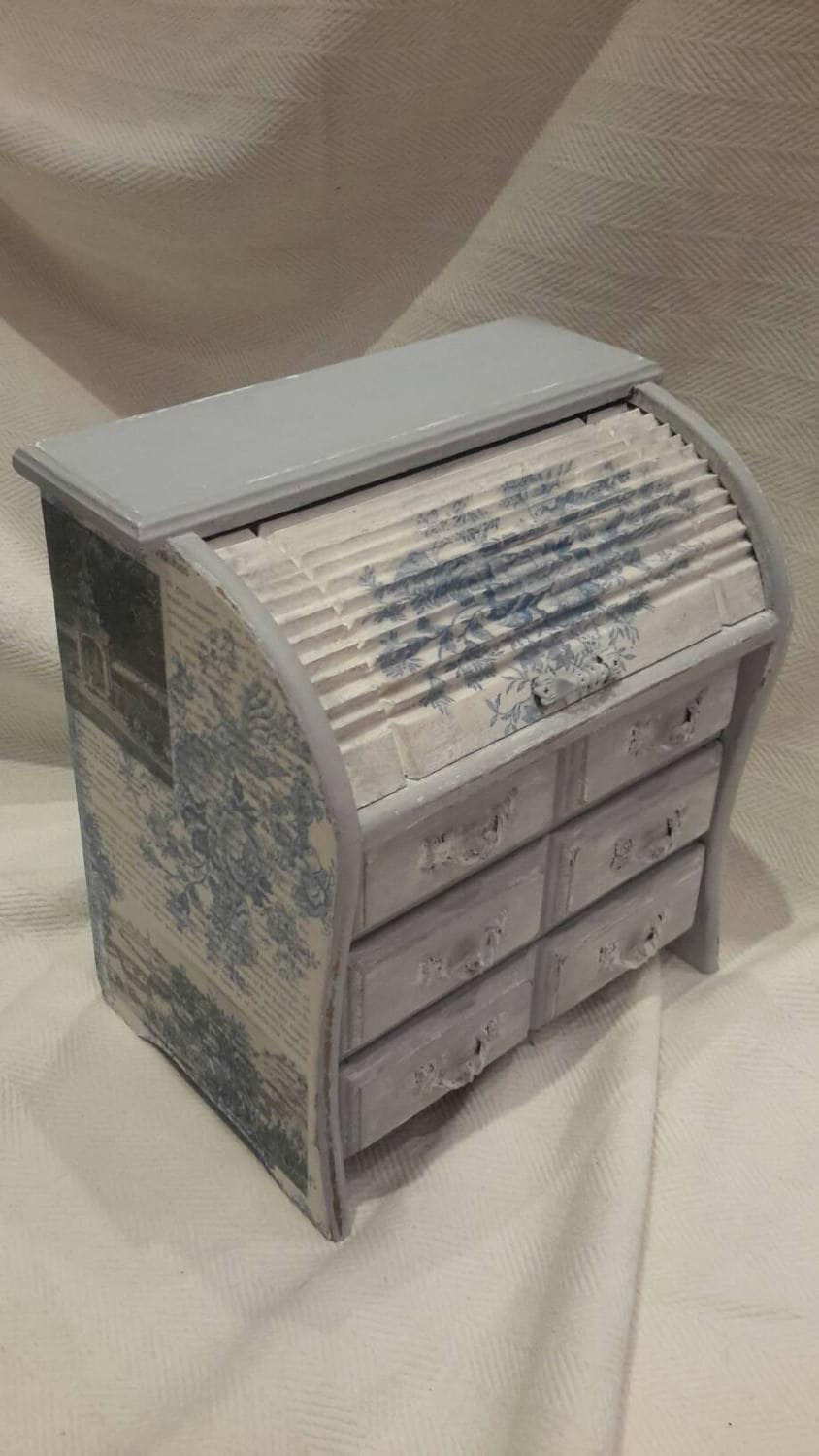 Jewellery Box Jewelry Box Bureau Roll Top Vintage Shabby Chic Writing