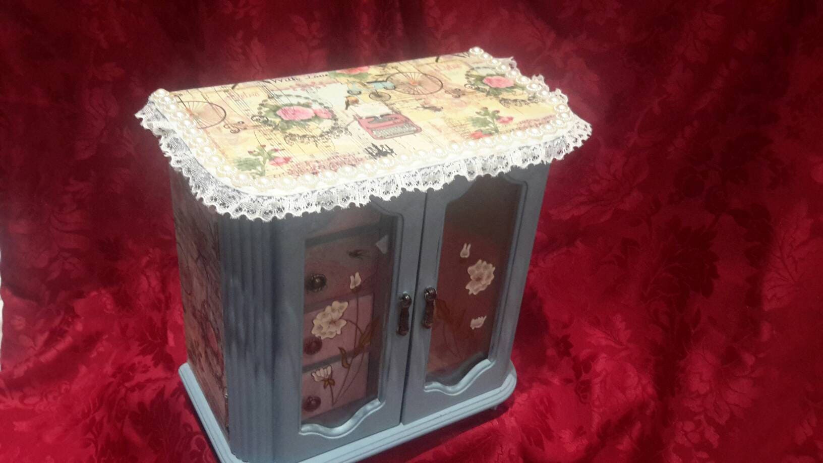 Musical Jewelry Box Jewellery Cabinet Shabby Chic Jewellery Box