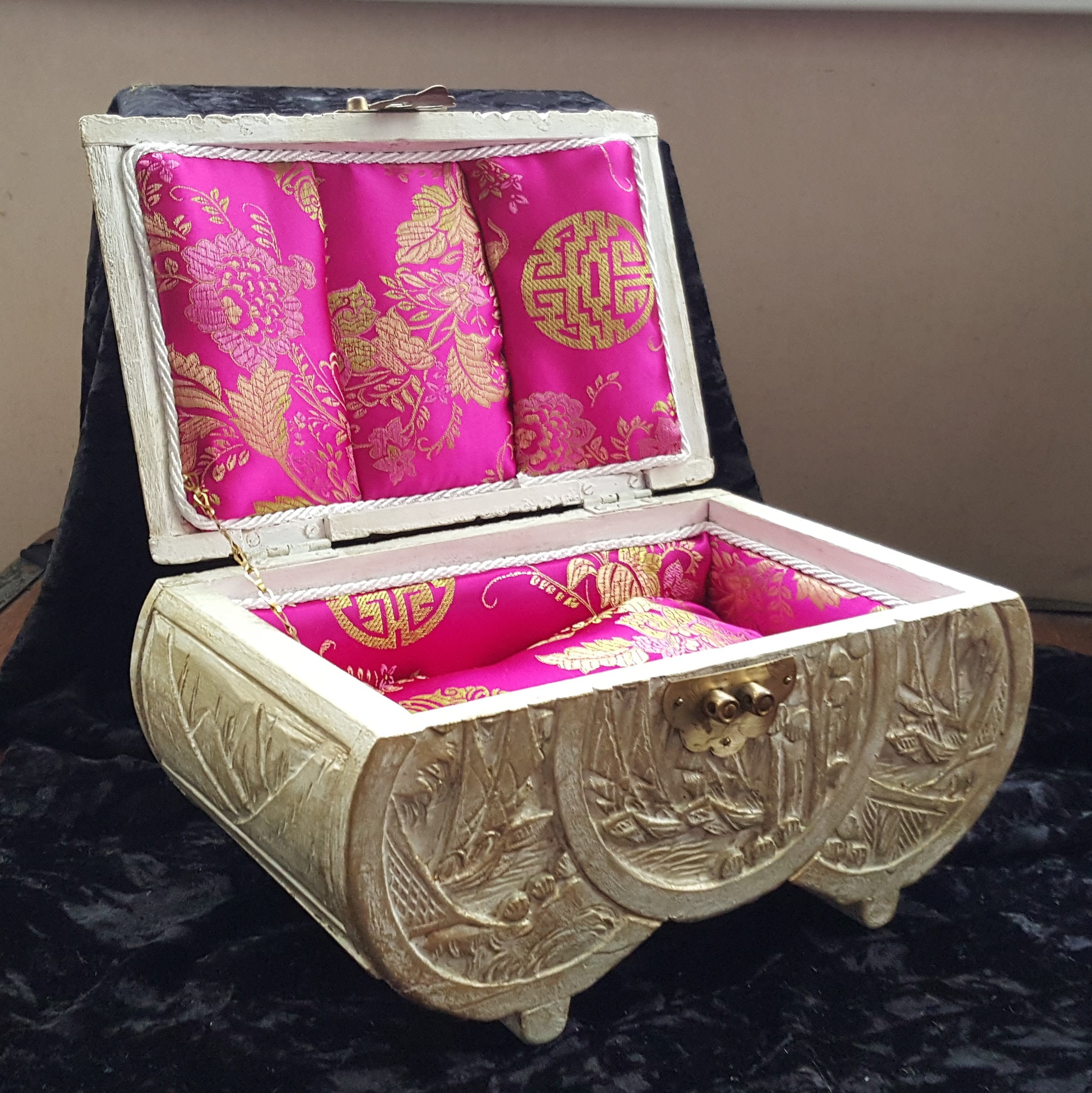 Oriental jewellery box,Antique oriental chest.asian box.RARE ...