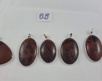 Natural Mookaite Jasper Gemstone. large Beautiful Women's Pendant, Crystal Quartz, 925 Solid Sterling Silver, Handmade Jewellery,Black,brown