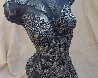 Mannequin art ladies torso,Female Mannequin art.Butterfly mannequin, steampunk mannequin,hand decorated mannequin display, boutique decor