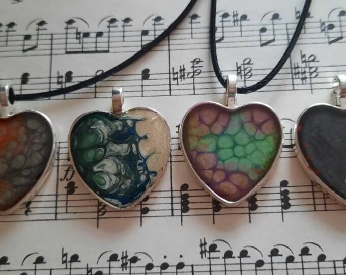 Abstract art Pendant,Fluid Art Pendant,HeartPendant,Necklace,Resin Pendant, Heart Pendant,handmade resin Pendant