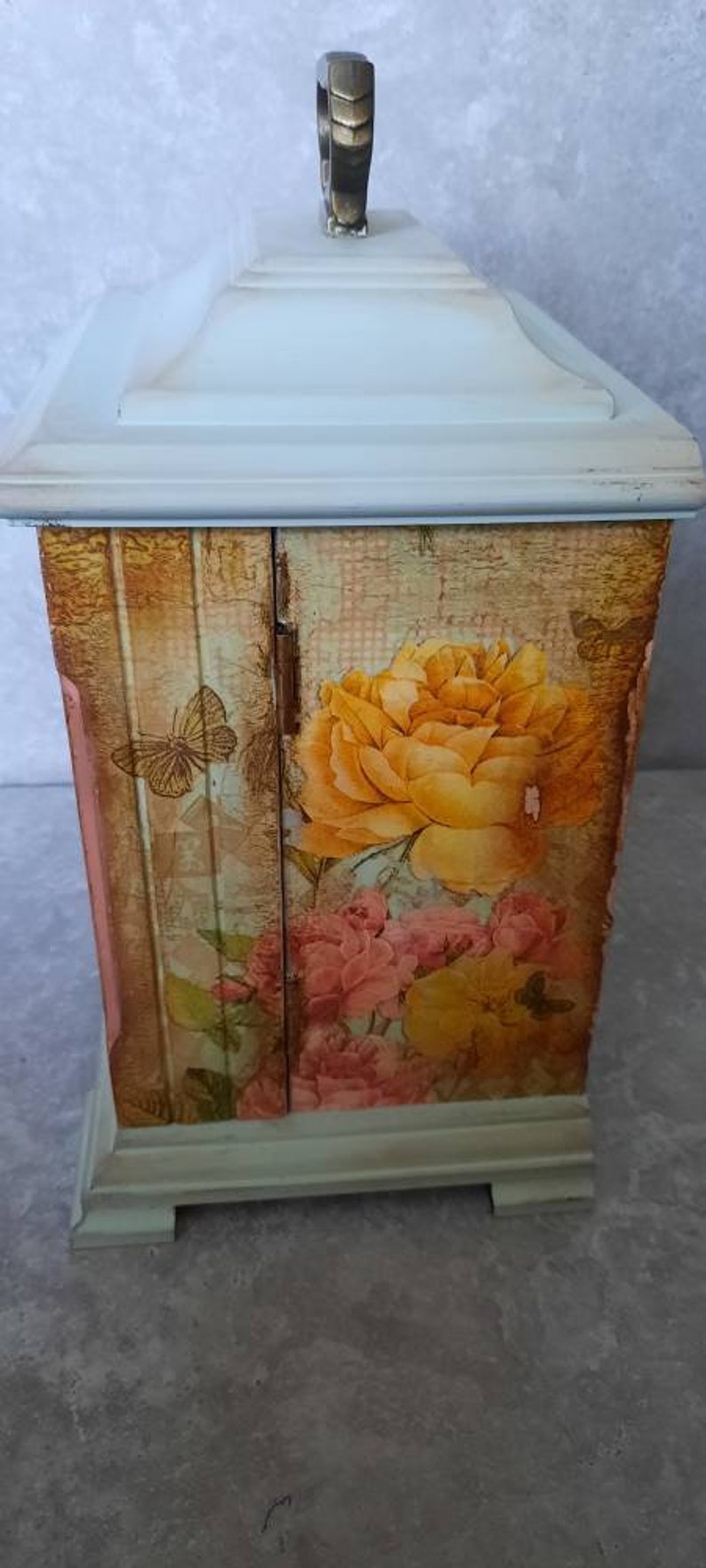 Shabby chic CLOCK jewelry box,Shabby chic jewelry box,hidden drawers.vintage jewellery drawers armoire clock,decoupage clock,Gift for HER