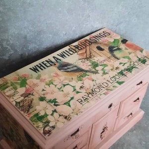Jewelry box,shabby chic jewellery box,jewelry armoire,mini chest drawers,kids,decoupage box,pink,upcycled jewellery box.Jewellery drawers