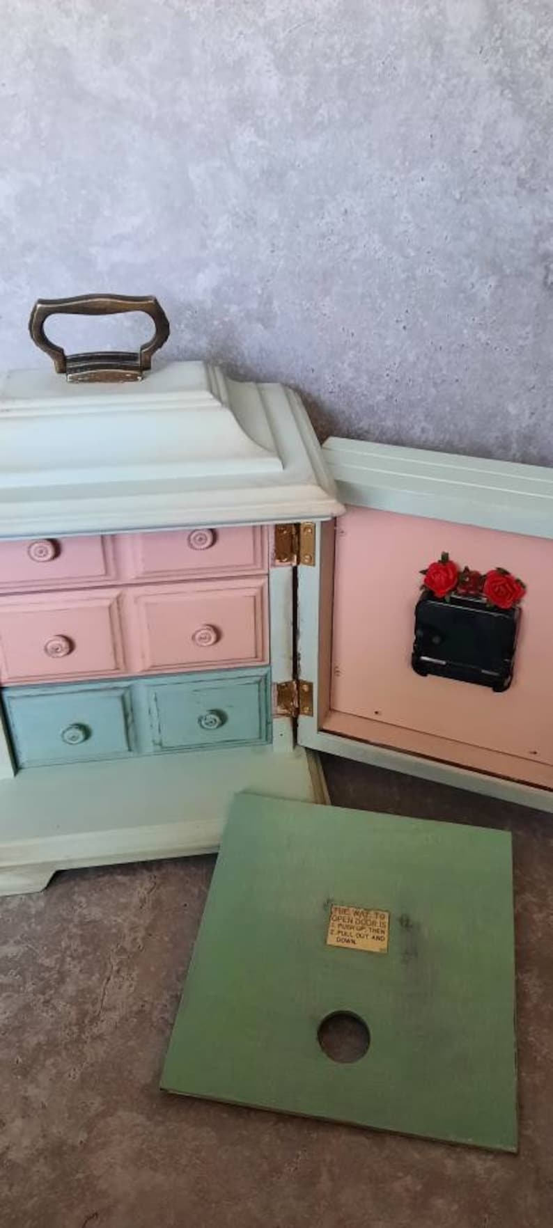 Shabby chic CLOCK jewelry box,Shabby chic jewelry box,hidden drawers.vintage jewellery drawers armoire clock,decoupage clock,Gift for HER