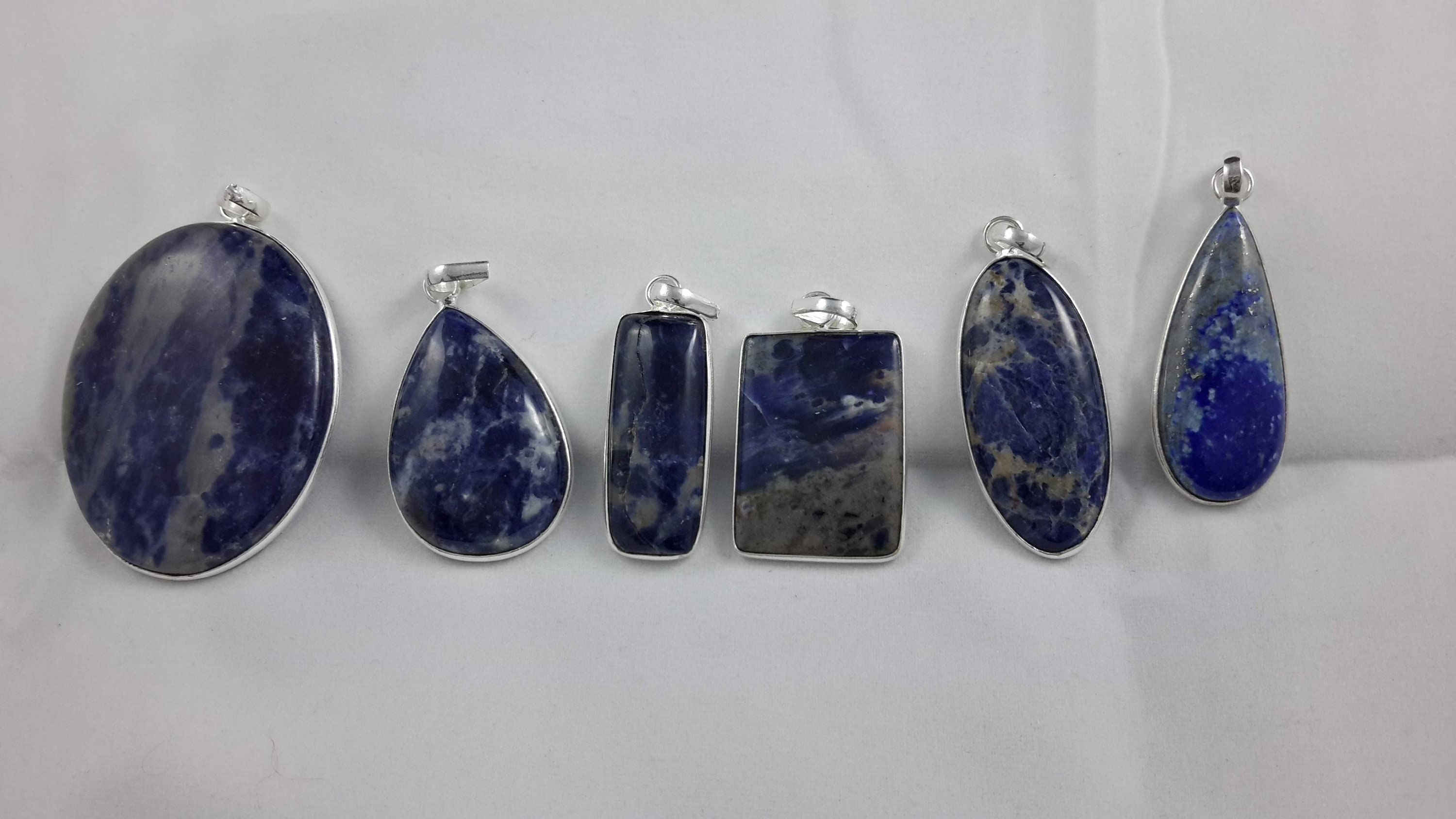 Natural Blue Lapis Lazuli Gemstone Pendants, 925 Solid Sterling Silver ...