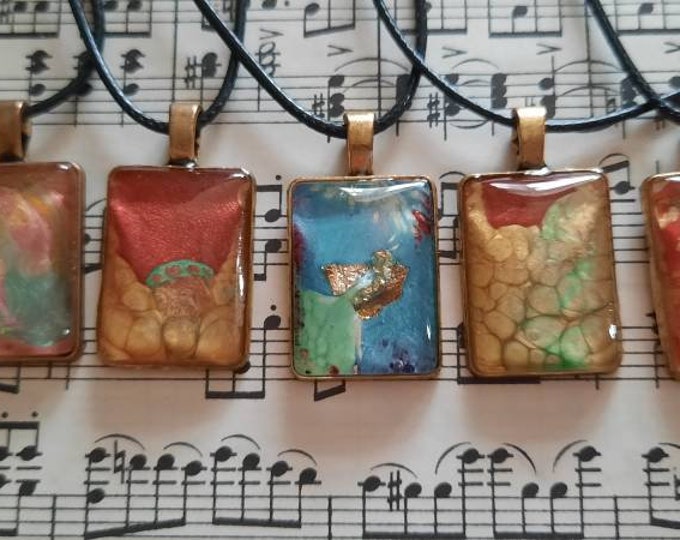 Abstract art Pendant,Fluid Art Pendant,girls Pendant,Necklace,Resin Pendant, rectangle Pendant,handmade resin Pendant.unique pendant