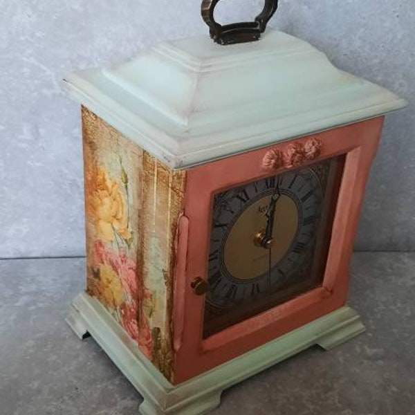 Shabby chic CLOCK. jewelry box,Shabby chic jewelry box,hidden drawers.vintage jewellery drawers armoire clock,decoupage clock,Gift for HER