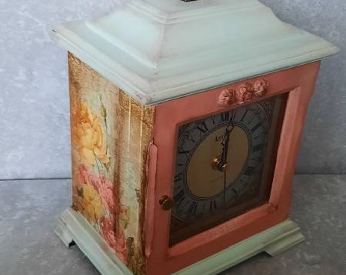 Shabby chic CLOCK. jewelry box,Shabby chic jewelry box,hidden drawers.vintage jewellery drawers armoire clock,decoupage clock,Gift for HER