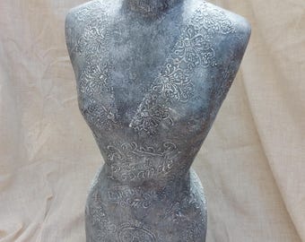 Female shabby chic display mannequin bust. french mannequin.table top mannequin.mannequin art.female bust.female dress form.bee