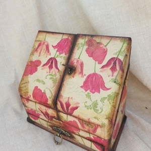 Caja de escritura antigua, caja de escritorio, caja de documentos, soporte para guardar cartas, caja de escritura antigua decorada a mano, estilo shabby chic, alrededor de 1900