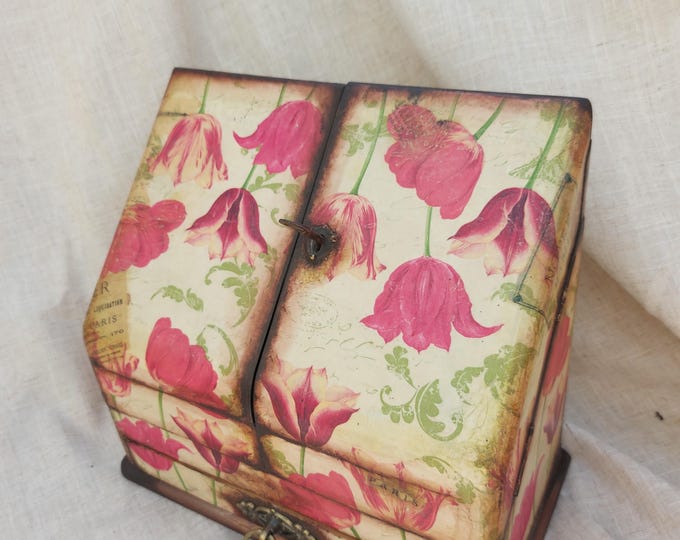 Antique writing box desk top stationary box,document box,letter storage  holder, antique writing box hand decorated.shabby chic,circa 1900