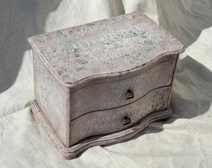Extra Large Jewelry chest,large jewelry drawers,french shabby chic jewellery box,hand decorated roses
