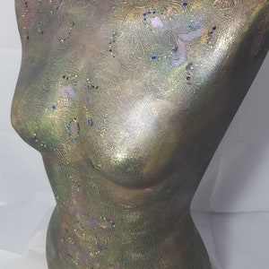 Female mannequin bust.hand decorated mannequin.dress form.table top mannequin. mannequin art.female bust.mannequin art.