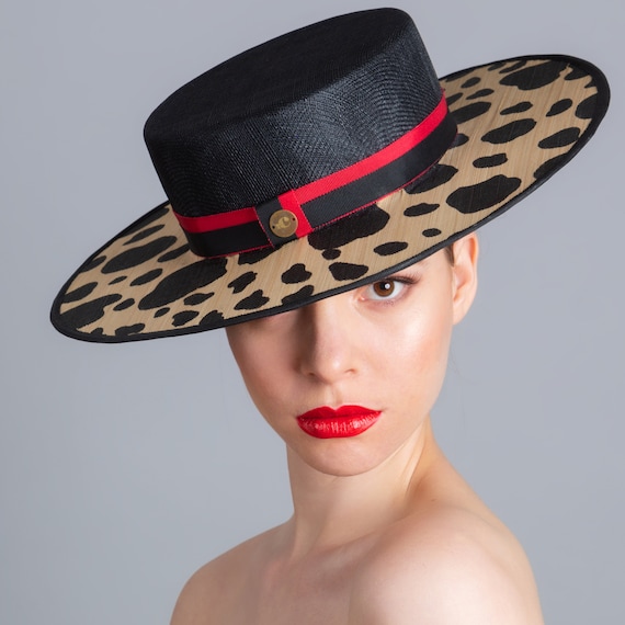 Gigi Buntal Polka Dot Boater Hat in Natural and Black Ideal for Kentucky Derby Royal Ascot Mother of the Bride and Groom Melbourne Cup Etsy Australia