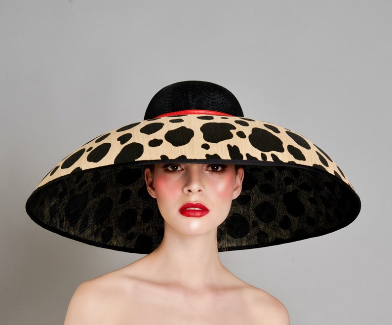 The Carolina Large Polka Dot AudreyHepburn Inspired Large Dome Hat, Ideal for Weddings, Royal Ascot, Kentucky Derby, Mother of the Bride image 6